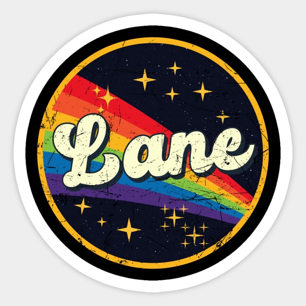 Lane // Rainbow In Space Vintage Grunge-Style Sticker by LMW Art